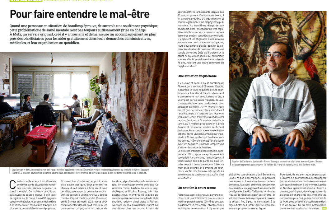 EMAMS – Reportage vie sociale & services – Pour faire entendre le mal être
